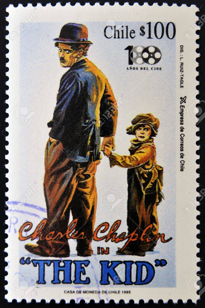 14938847-chile-circa-1995-a-stamp-printed-in-chile-shows-charles-chaplin-in-the-kid-circa-1995
